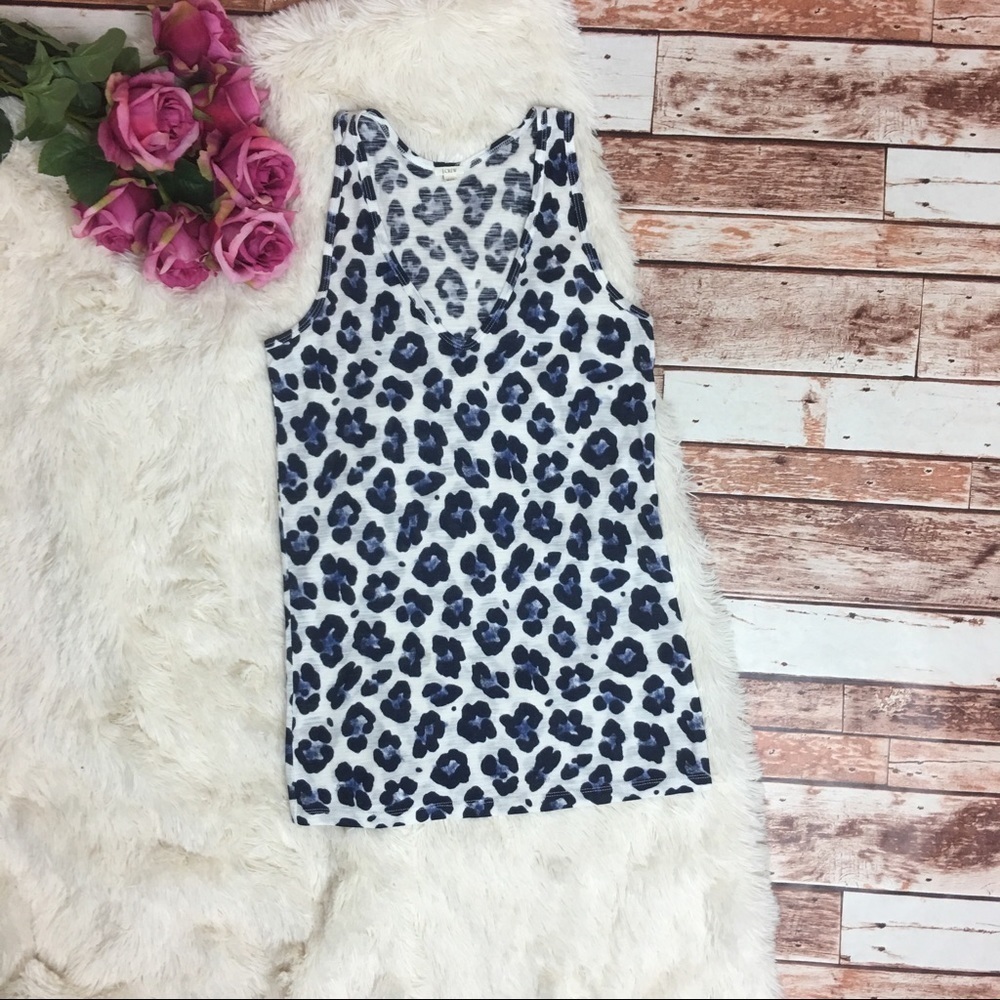 J. Crew Blue Leopard Print Racerback Tank